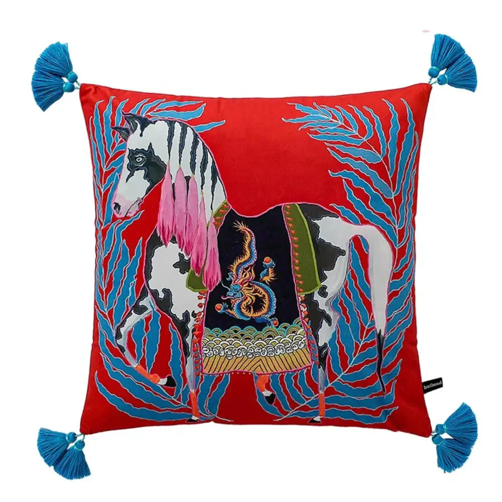 DecorBites™ Blue Lion Dog with Lemon Trees Lumbar Pillow Cover- GG Style Inspire