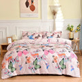 Pink butterfly print bedding set bedroom duvet cover and sheets