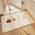 Pink cartoon print plush bathroom mat soft absorbent entrance rug
