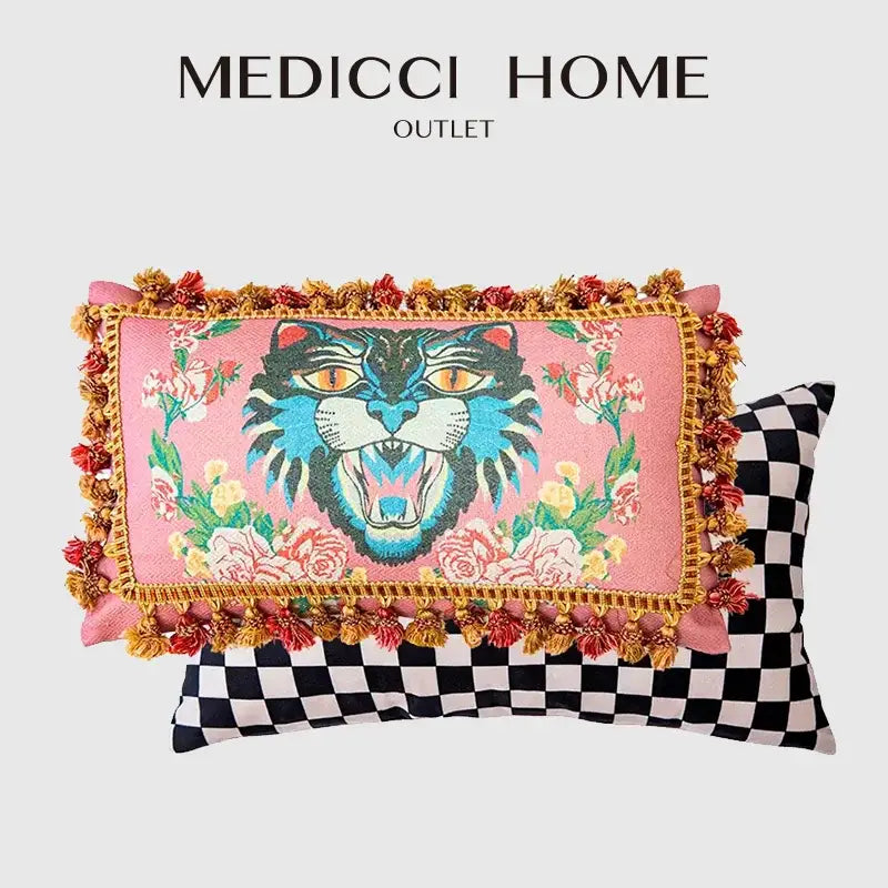 DecorBites™ Cat Print Velvet Throw Pillow Case Luxury Cushion Hand Made