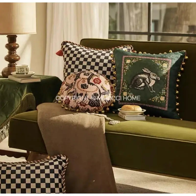 DecorBites™ Cat Print Velvet Throw Pillow Case Luxury Cushion Hand Made