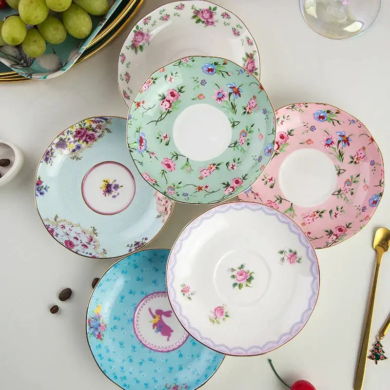Pink floral bone china flower tea cup set dining room phnom penh trim