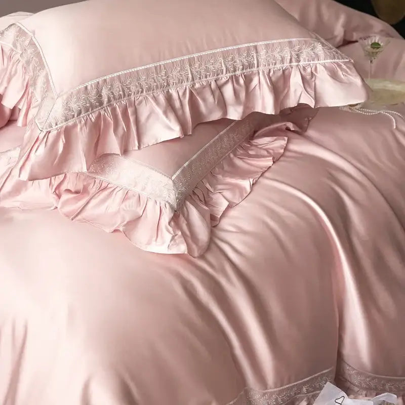 DecorBites™ 1000TC Luxury Embroidery Ruffles Bedding Set with Soft Silky Feel