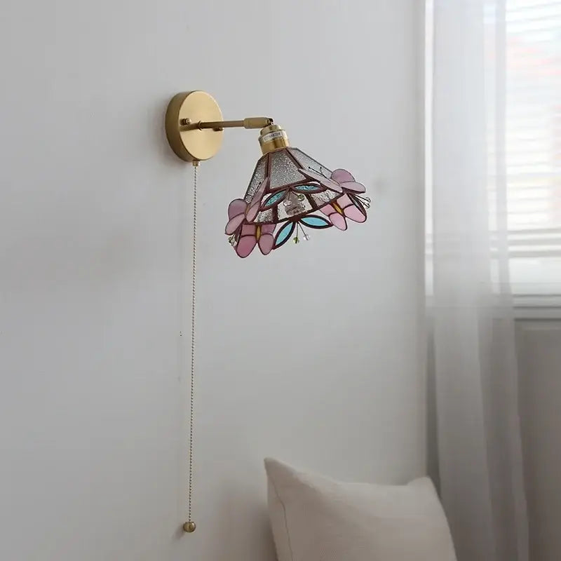 DecorBites™ Copper Butterfly Glass Wall Light Fixture Up Down Rotate LED Bedside Lamp