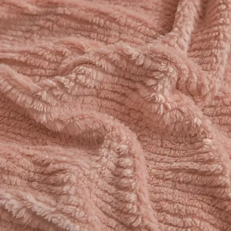Pink textured winter fleece bedding set bedroom duvet cover kit