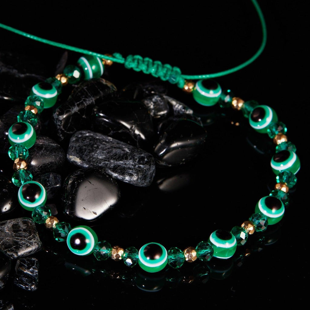 Pinky Promise Blue Bracelet Sets Colorful Crystal Bead Rope Chain Lucky Couple Bracelets Colorful Eye Bracelets Handmade Braided Rope Bracelets For Women Friendship Charm Jewelry