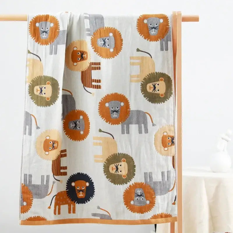 Playful cream lions bath towel bathroom quick dry cotton