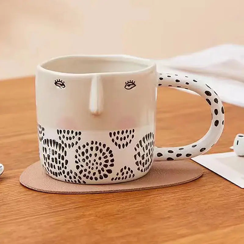 DecorBites™ 340ML Ceramic Coffee Milk Mug with Unique Three-Dimensional Illustration