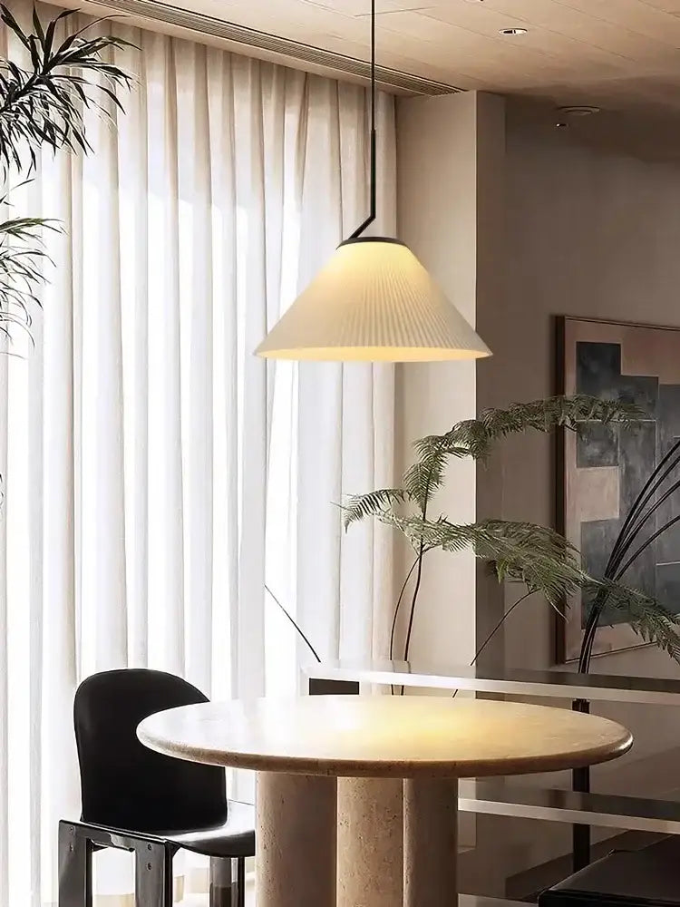Pleated white and black pendant light dining room chandelier