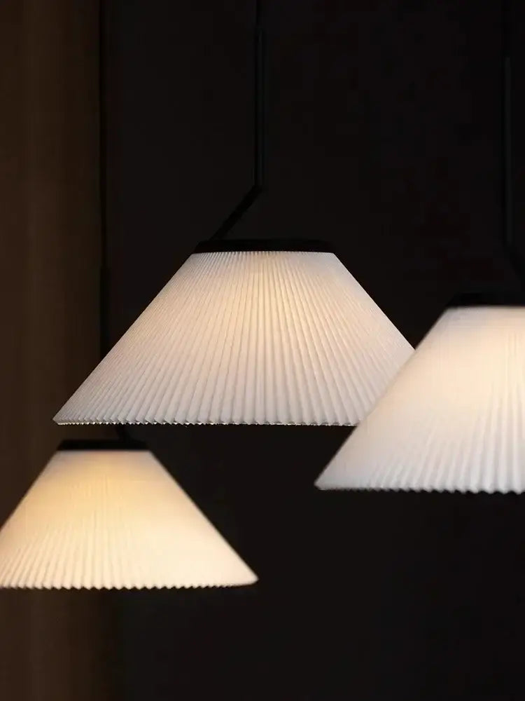 Pleated white and black pendant light dining room chandelier