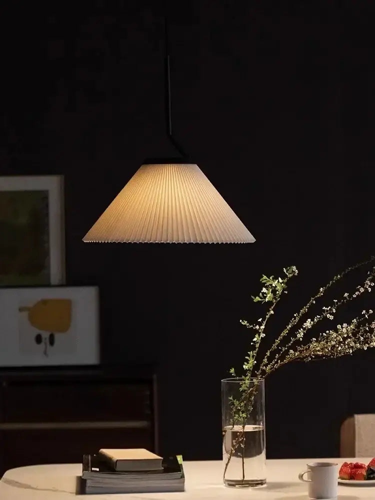 Pleated white and black pendant light dining room chandelier