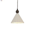Pleated white fabric pendant light bedroom ceramic wood decor