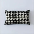 Plush black & white houndstooth cushion cover bedroom bow pillow