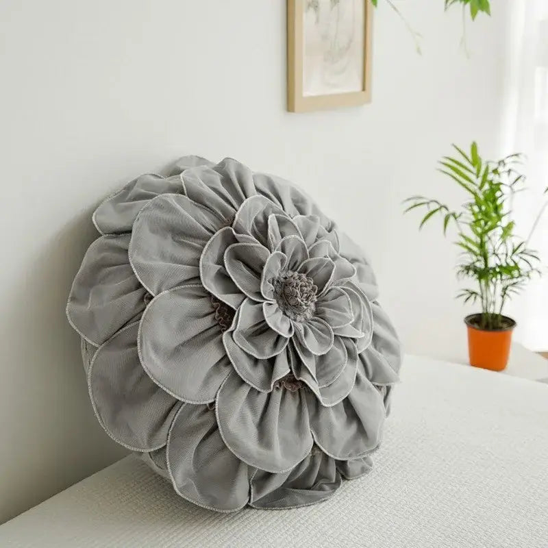 Plush white & soft pink 3d flowers pillows bedroom home decor