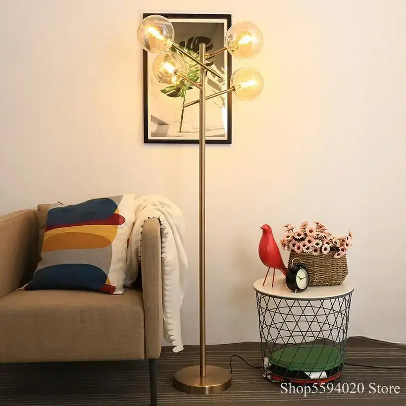 Post-modern gold decorbites glass bubble floor lamp for living room