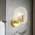 Post-modern gold wall sconce with clear lattice glass bedroom light