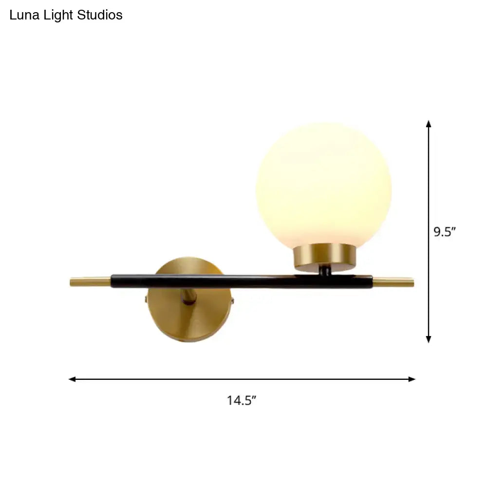 Post-modern white and brass sphere wall sconce bedroom light