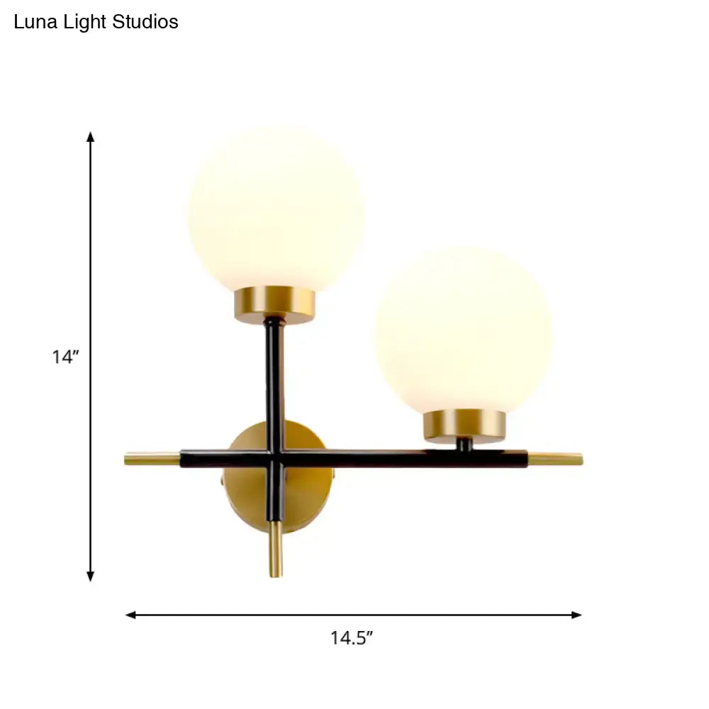 Post-modern white and brass sphere wall sconce bedroom light