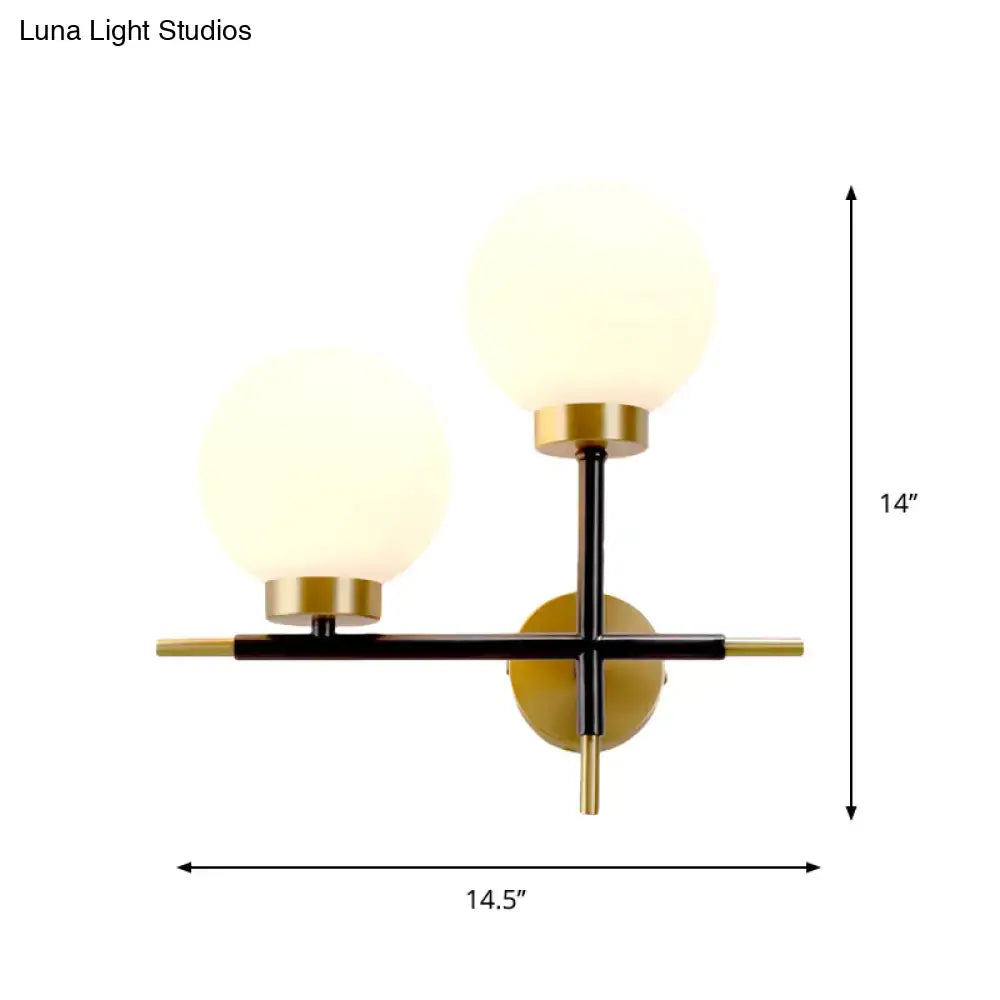 Post-modern white and brass sphere wall sconce bedroom light