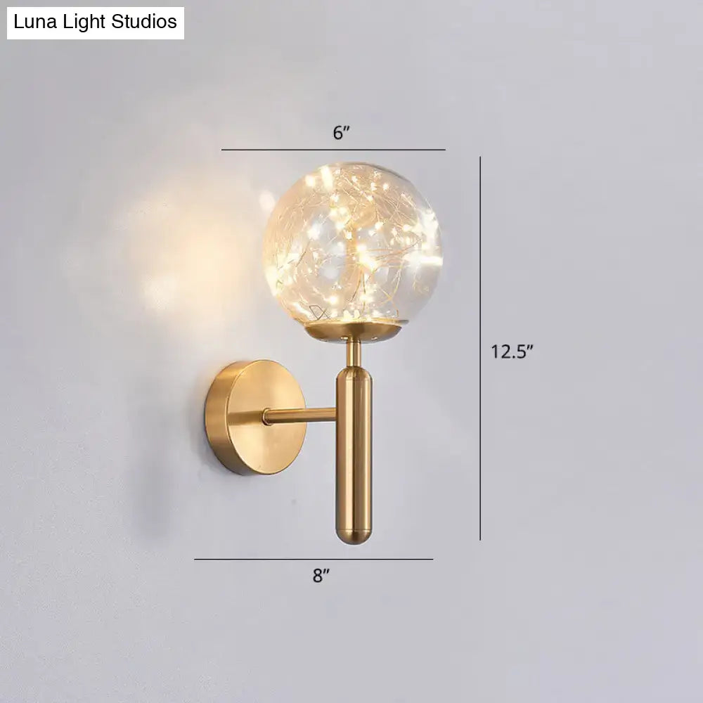 Postmodern black glass shade starry wall sconce bedroom light