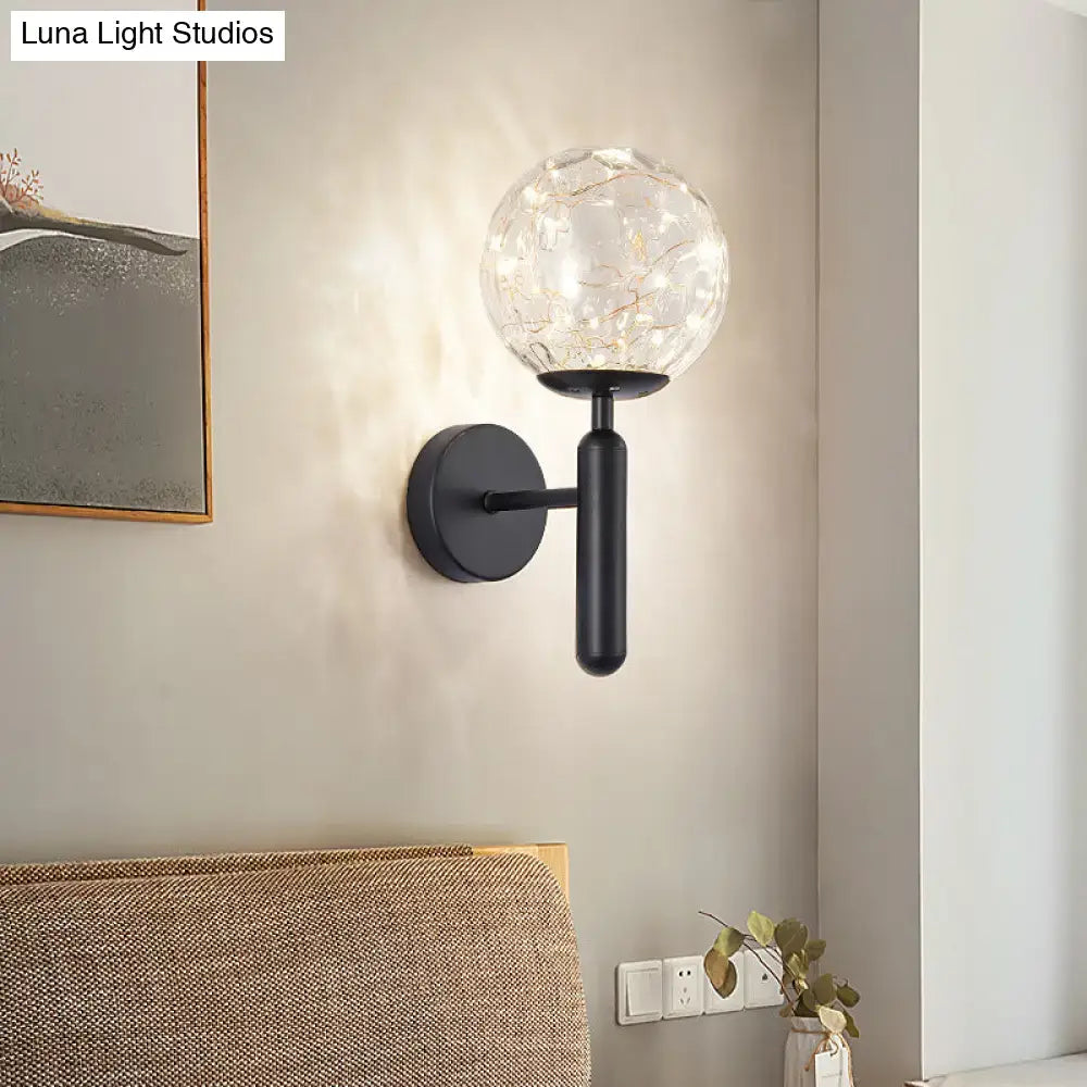 Postmodern black glass shade starry wall sconce bedroom light