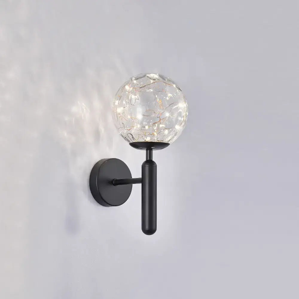Postmodern black glass shade starry wall sconce bedroom light