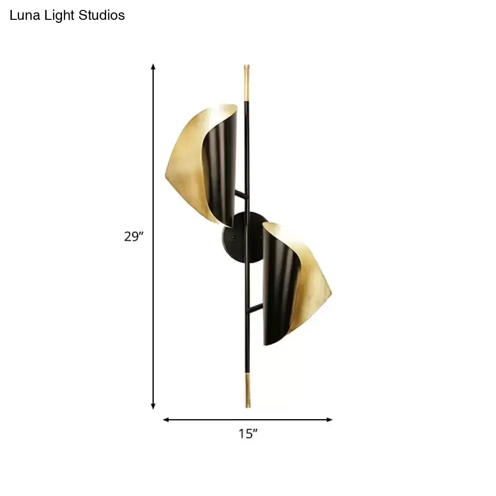 Postmodern black & gold metal sheet sconce wall light for stairway