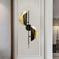 DecorBites™ Ribbed Curved Sheet Sconce - Postmodern 2 Heads Wall Mount Lighting for Stair - Black & Gold