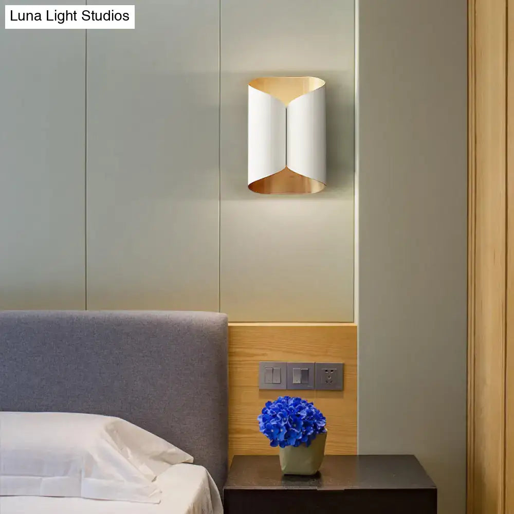 Postmodern black & gold roll metal wall lamp stairwell sconce