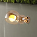 Postmodern brass amber glass wall lamp bedroom sconce light