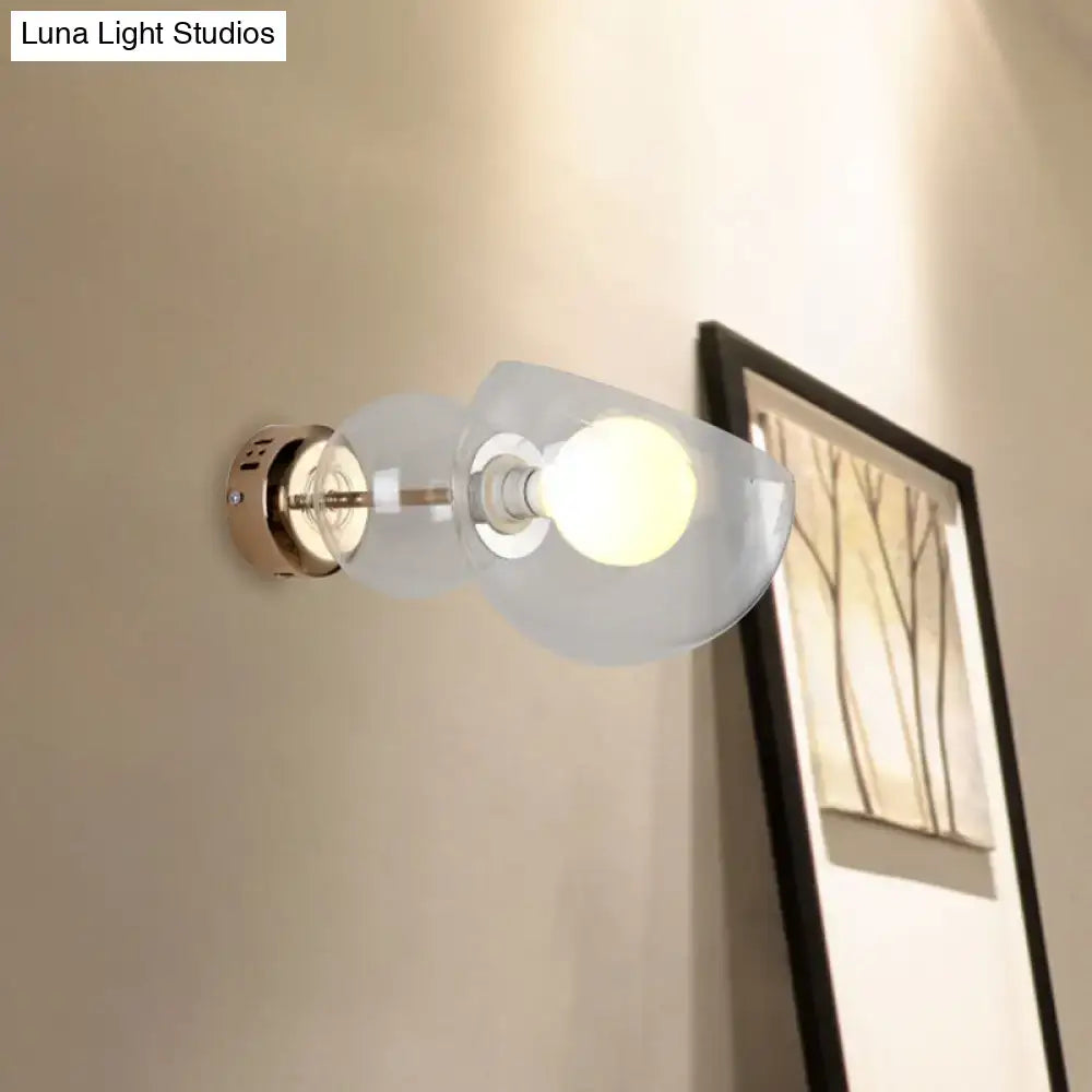Postmodern brass amber glass wall lamp bedroom sconce light