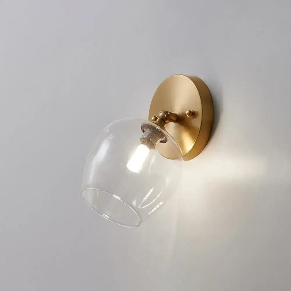 Postmodern brass and glass wall sconce bedroom light bulb included