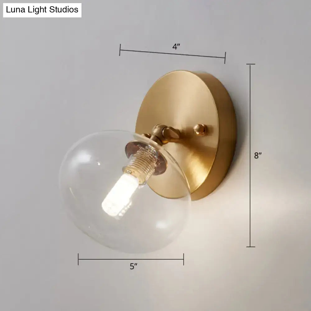 Postmodern brass and glass wall sconce bedroom light bulb included