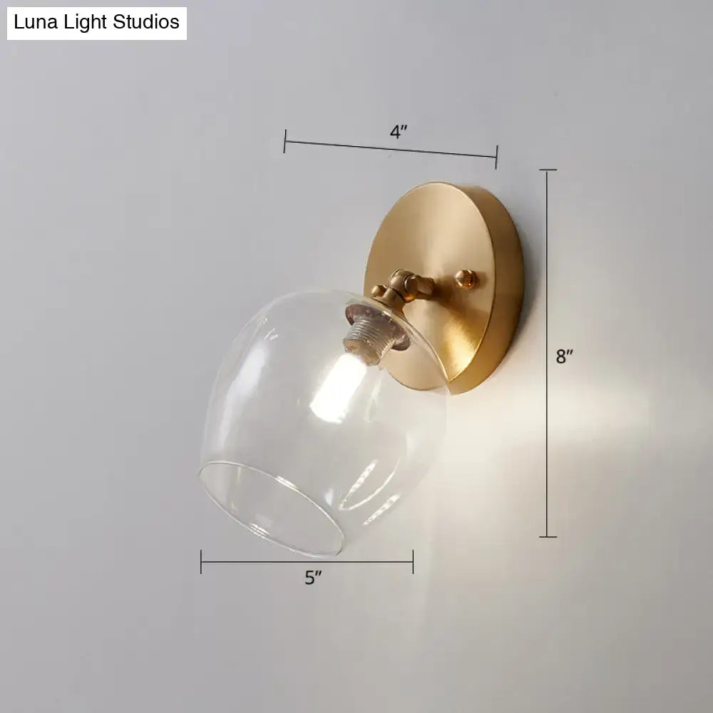 Postmodern brass and glass wall sconce bedroom light bulb included