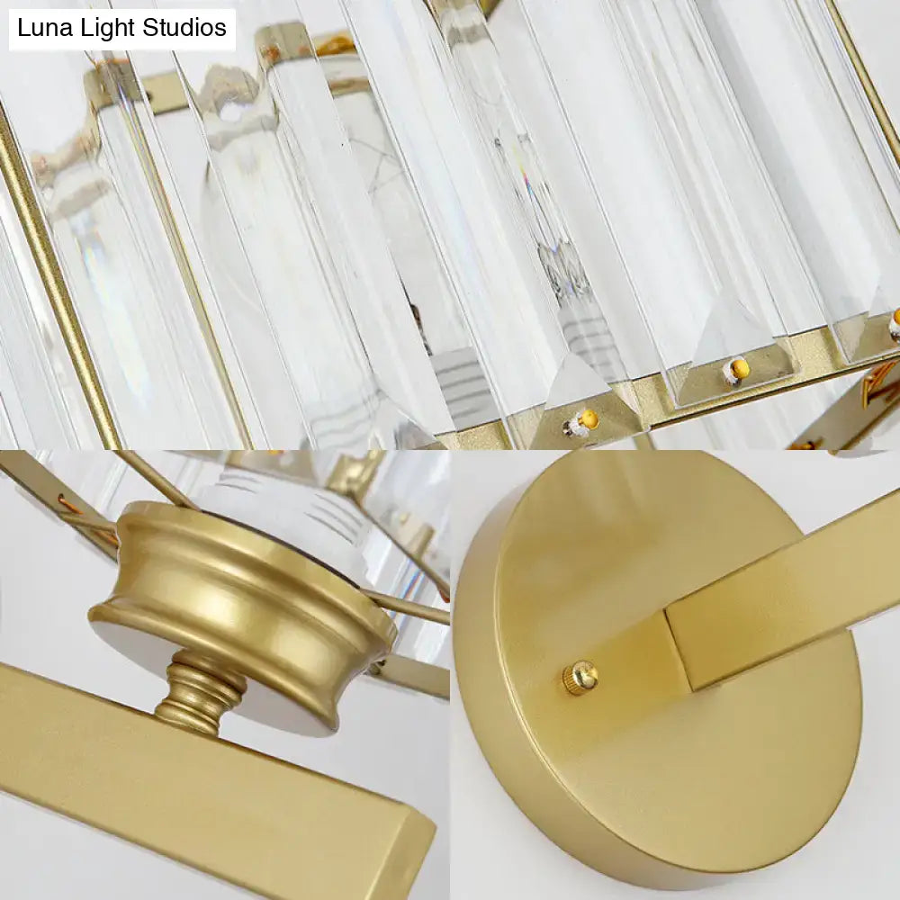 DecorBites™ Postmodern Crystal Block Wall Sconce with Brass/Black Backplate for Bedroom