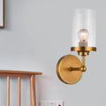Postmodern brass cylinder wall light bedroom ribbed glass sconce