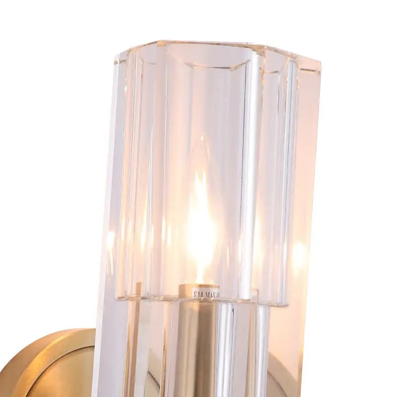 Postmodern brass finish wall light crystal bedroom fixture height