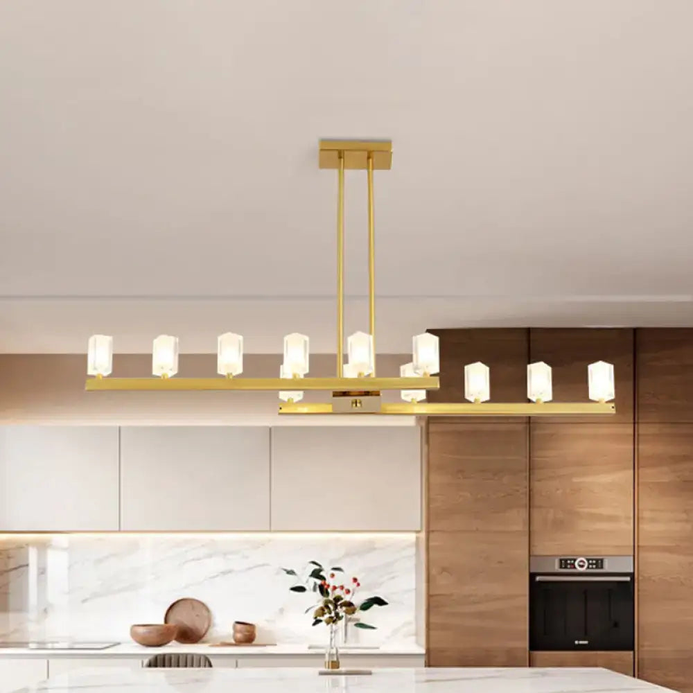 Postmodern brass linear led pendant light dining room crystal accents