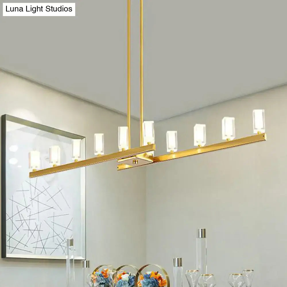 Postmodern brass linear led pendant light dining room crystal accents