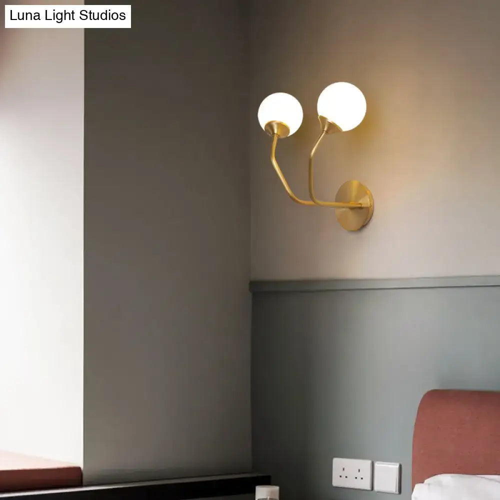 Postmodern brass white glass geometric wall sconce living room