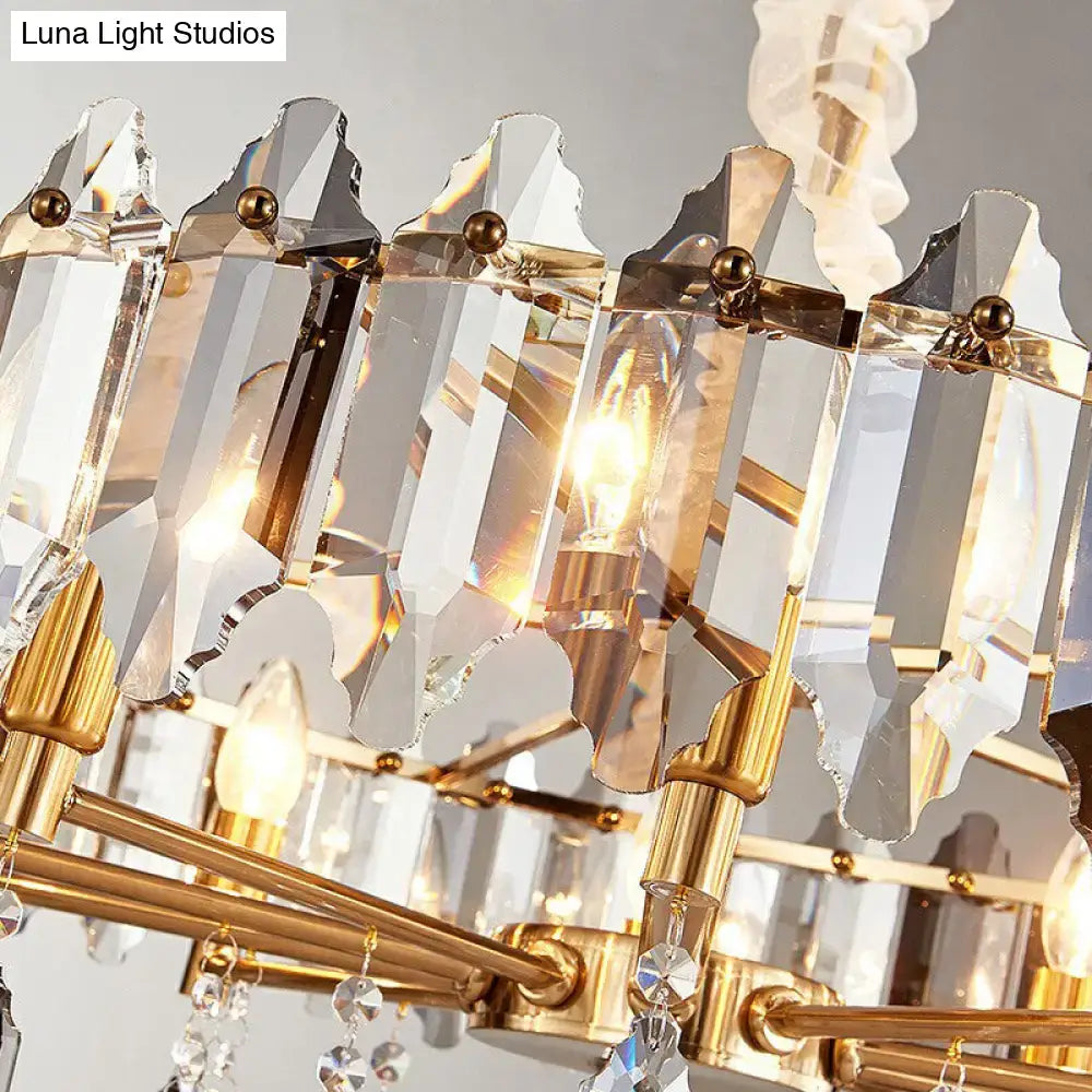 DecorBites™ Postmodern Crystal Chandelier for Living Room with Clear Loop Shade