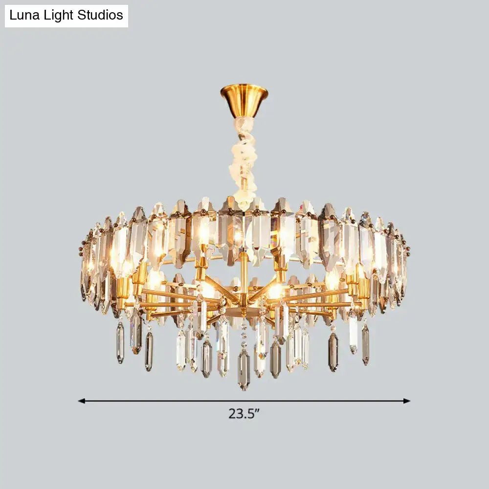 DecorBites™ Postmodern Crystal Chandelier for Living Room with Clear Loop Shade