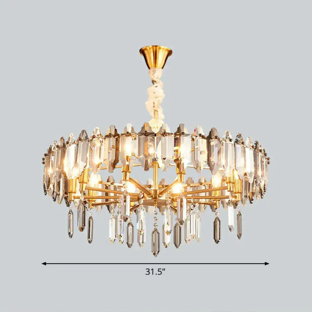 DecorBites™ Postmodern Crystal Chandelier for Living Room with Clear Loop Shade