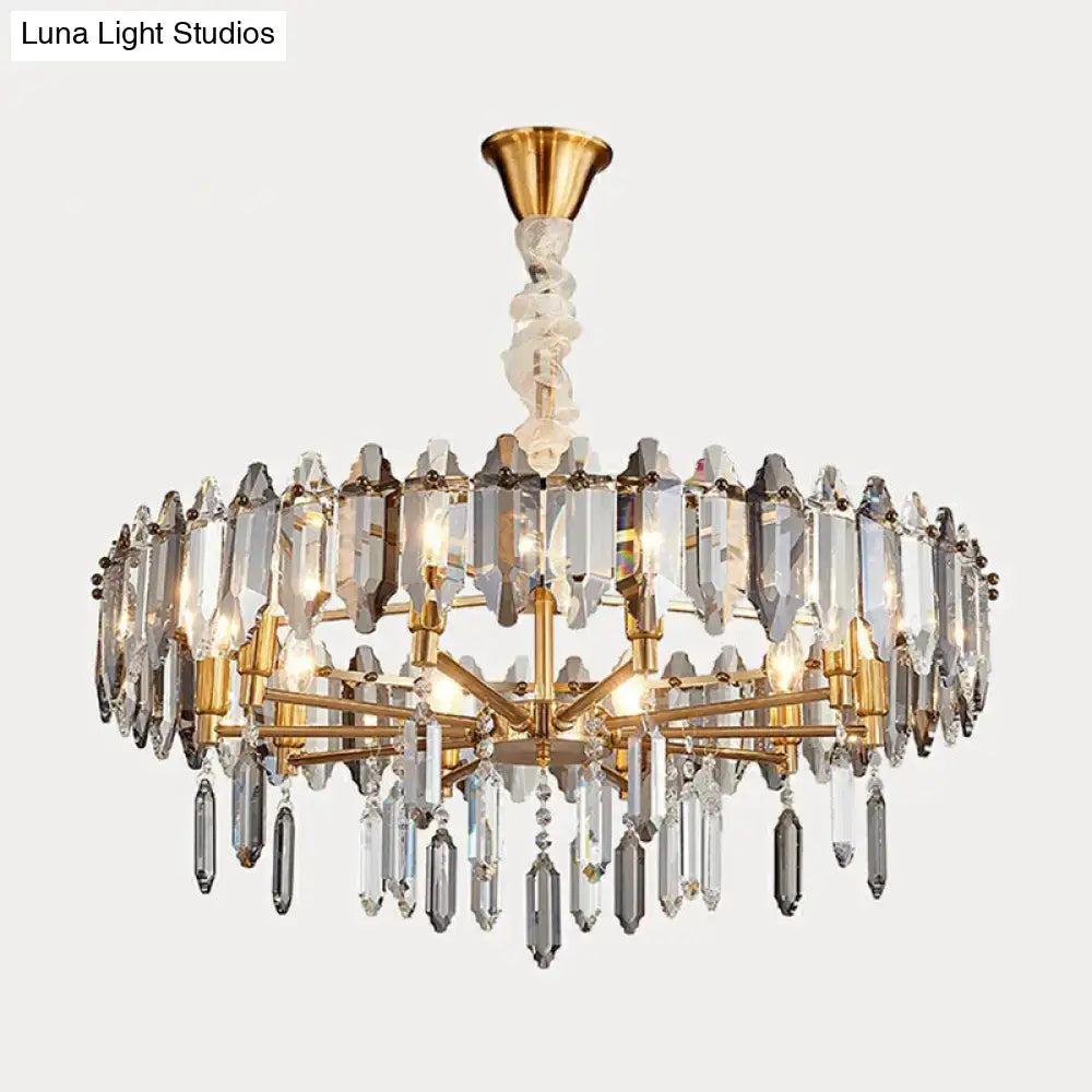 DecorBites™ Postmodern Crystal Chandelier for Living Room with Clear Loop Shade