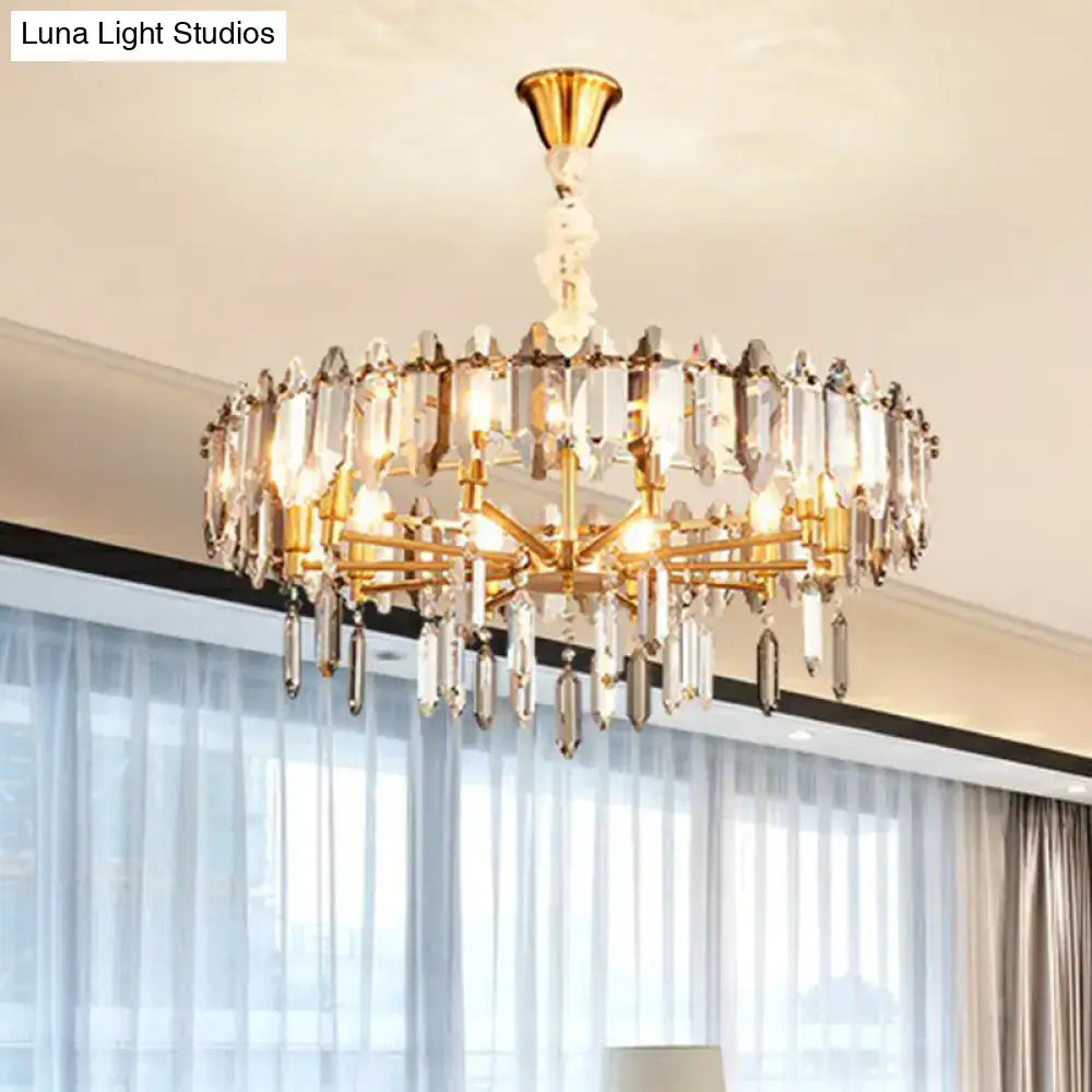 DecorBites™ Postmodern Crystal Chandelier for Living Room with Clear Loop Shade