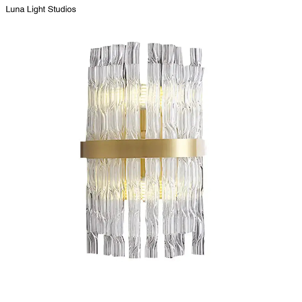 Postmodern crystal rod brass wall light fixture bedroom sconce