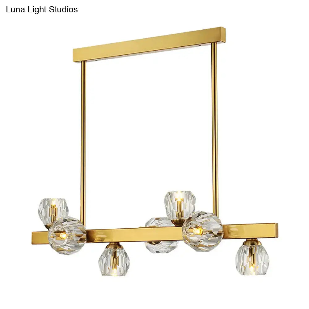 DecorBites™ Postmodern Crystal Ball Pendant - Gold Branch Design | 7-Light Island Lighting for Dining Room Ceiling