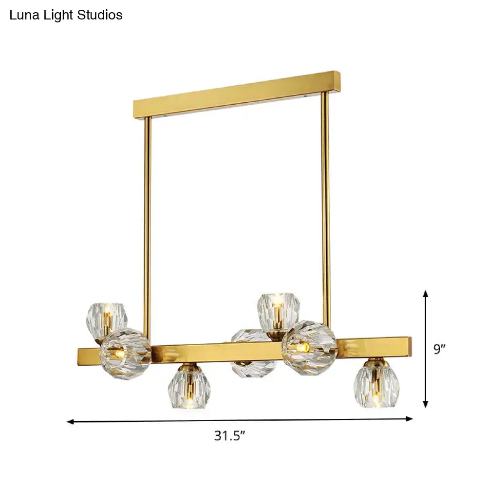 DecorBites™ Postmodern Crystal Ball Pendant - Gold Branch Design | 7-Light Island Lighting for Dining Room Ceiling