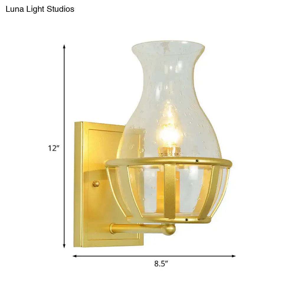 Postmodern gold clear glass wall lamp living room metal frame sconce