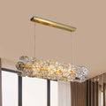 DecorBites™ Postmodern Brass Pendant Lamp with Crystal Hexagon Shade for Restaurant Lighting - 18 Bulbs Island Fixture